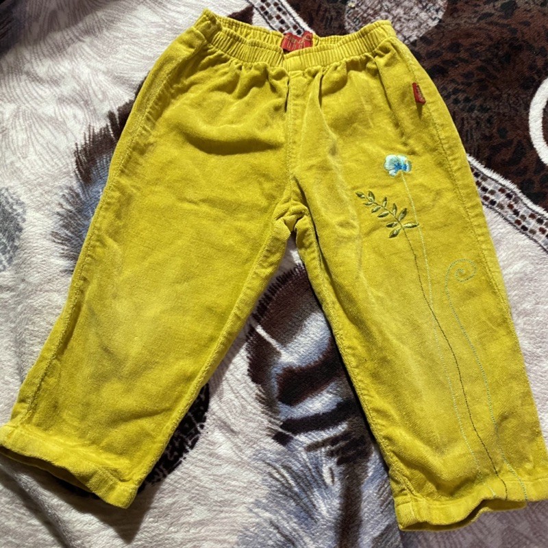 KENZO 中國風 黃色絨布長褲 尺寸3