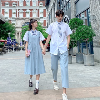 【COUPLE】💙2022情侶裝💙日系院風學生班服校服寬鬆連衣裙套裝