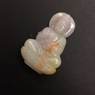 【Jewel's茱兒翡翠珠寶坊】A品 天然緬甸玉翡翠玉石 三彩 關世音菩薩 可開鑑定書