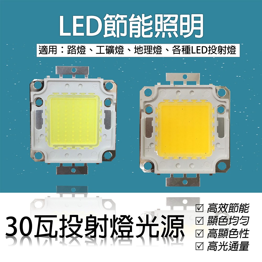 Led維修cob光源led30瓦投射燈30w 芯片diy換光源led光源5入一組單片特價 94 蝦皮購物
