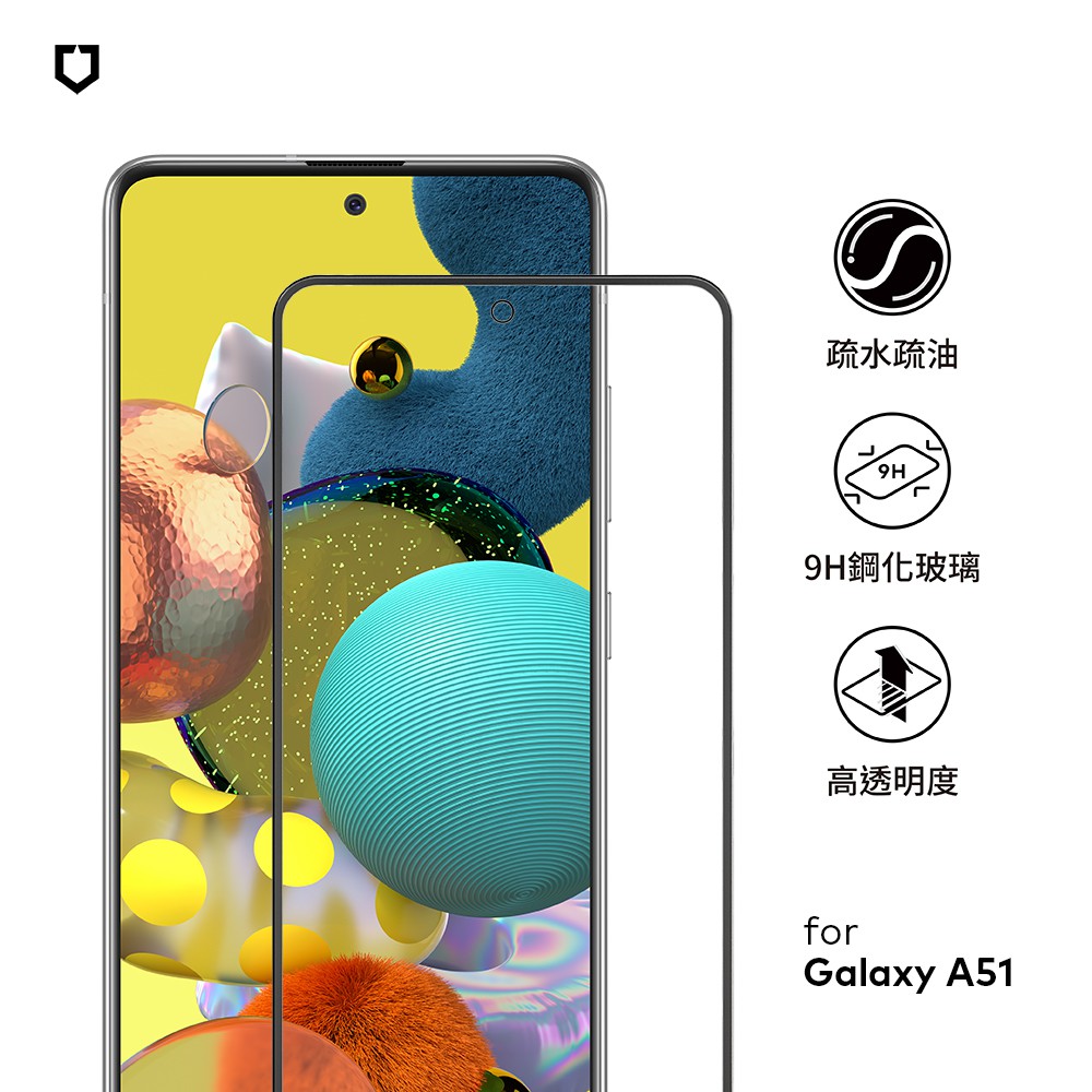 犀牛盾 適用Samsung Galaxy A41 / A51 / A71 9H 3D滿版玻璃保護貼-黑