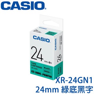 【3CTOWN】含稅開發票 CASIO卡西歐 24mm XR-24GN1 綠底黑字 XR-24 原廠標籤機色帶