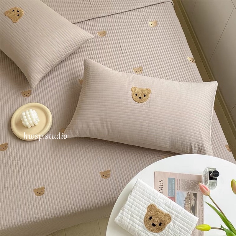 HWSP🏹台灣現貨♡韓國幸運小熊枕頭套(一對)🧸熊 枕頭套 小熊 熊熊 枕套 泰迪熊 枕頭 床單