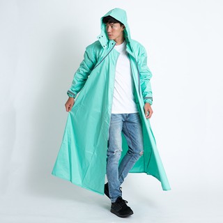 outperform 去去雨水走斜開雙拉鍊專利連身式 蒂芬妮綠 一件式雨衣 專利雙拉鍊 斜開拉鍊 連身式雨衣《淘帽屋》
