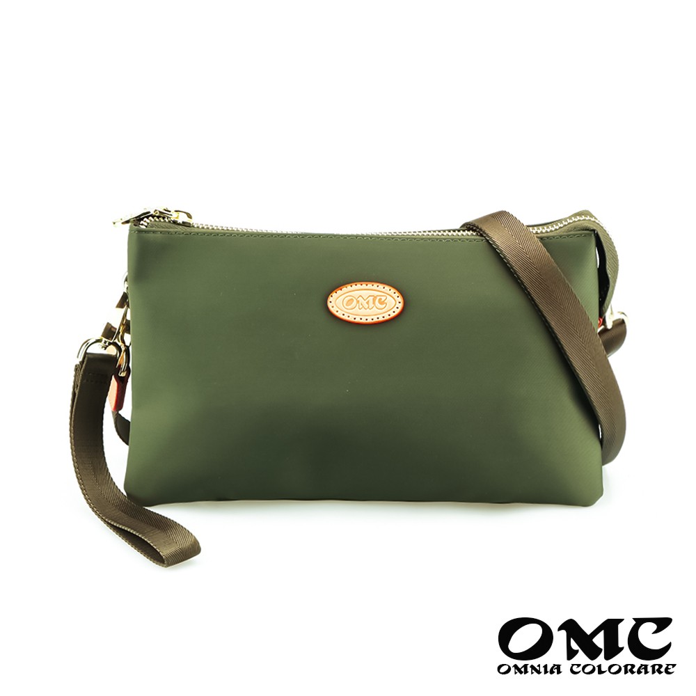 【OMC】休閒三層式小包手拿包斜背包-綠色