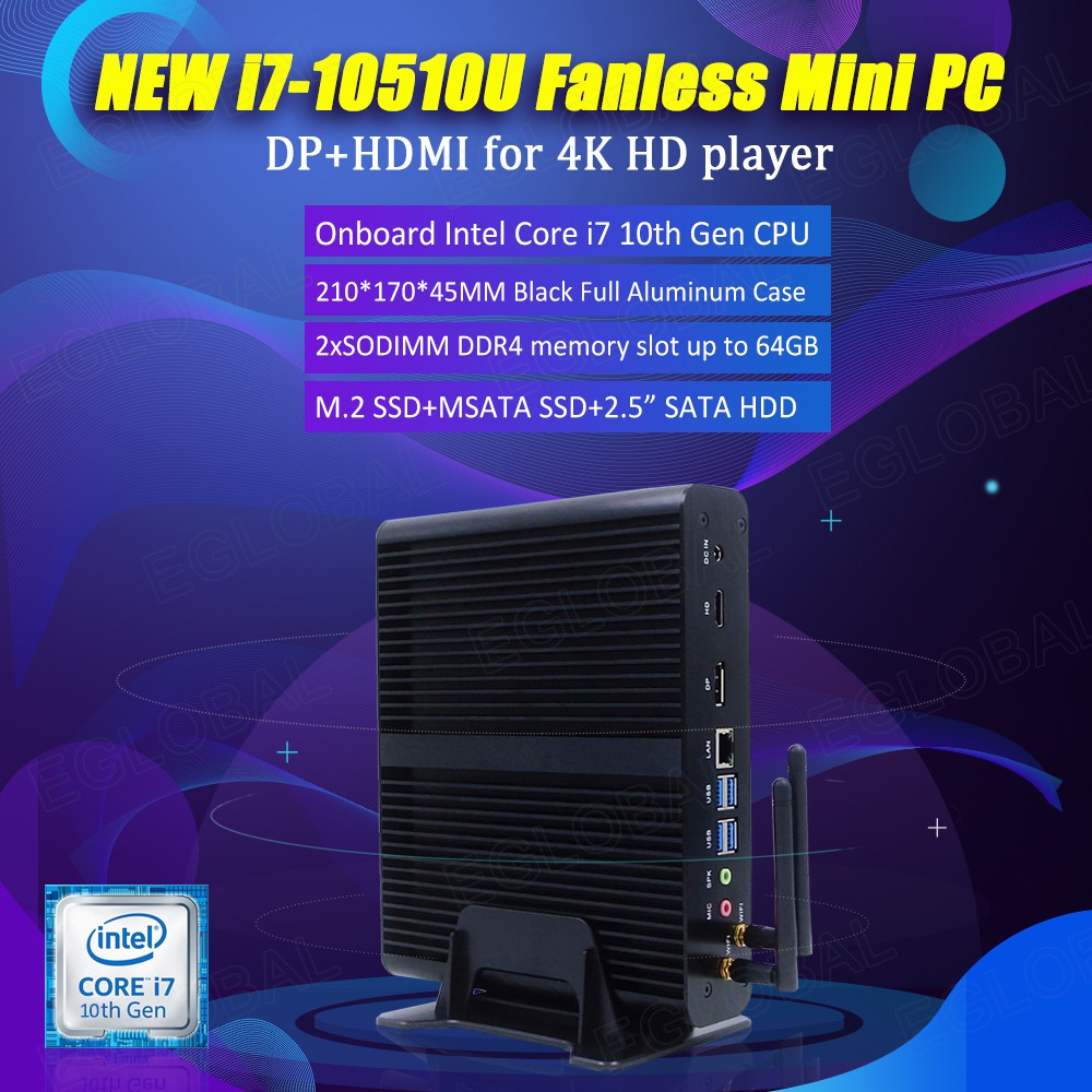 安達網 HTPC V7 Intel 12代 I7-1255U /11,10,8代I7 靜音 無風扇 全鋁迷你電腦 準系統