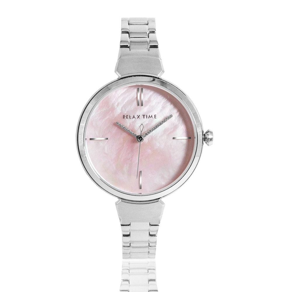 RELAX TIME 台灣設計品牌手錶 - 閃耀系列 Shine Series 粉色貝殼x銀 手錶手環套組RT-68-7
