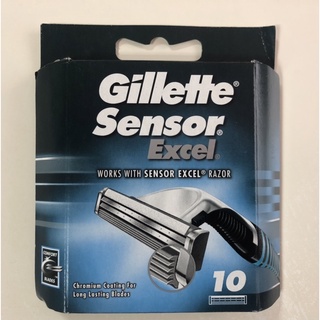 英國製！吉列 Gillette Sensor Excel 刮鬍刀片， 10片裝 。不是大陸貨！