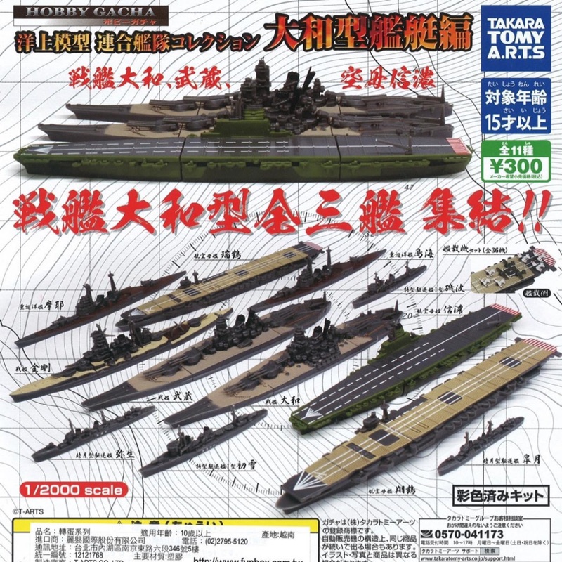 T-arts 洋上模型 聯合艦隊 大和型艦艇篇 金剛 戰艦 戰列艦 船艦 艦載機 日本海軍  1/2000 扭蛋 轉蛋