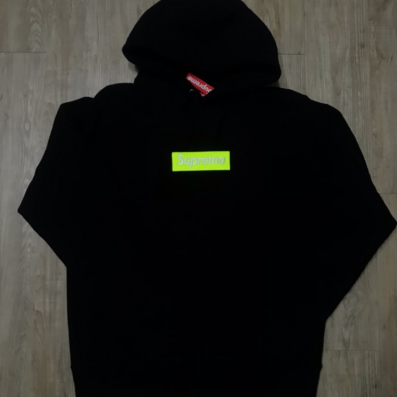 black and lime green supreme hoodie