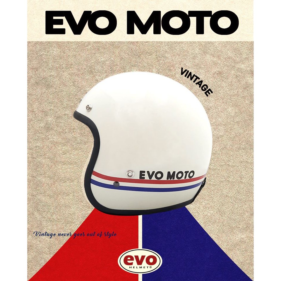 『EN安全帽』免運 EVO 安全帽 復古 紅藍線 經典 雙線 造型 老品 復刻 Vintage 3/4 安全帽