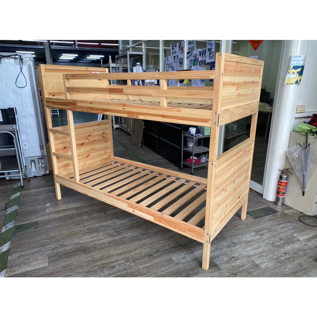 吉田二手傢俱❤IKEA松木3尺單人雙層床 上下床架 上下鋪 實木床架 上下層床架 單人床 實木