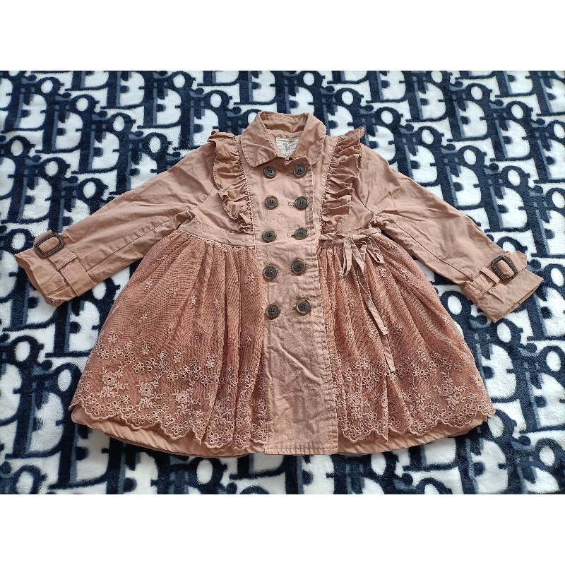 韓國amber兒童風衣蕾絲外套
