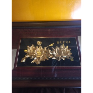 金箔立體牡丹玻璃裱框畫