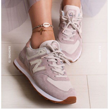 正品只有23CM / New Balance 574 女鞋 限定 復古 白粉 粉紫 WL574SAX