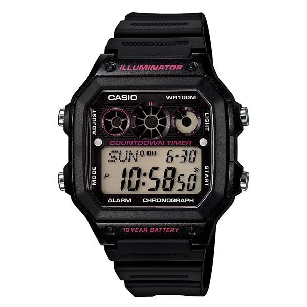 【KAPZZ】CASIO 10年電力電子錶款.防水100米、世界時間、計時碼錶AE-1300WH-1A2.AE-1300