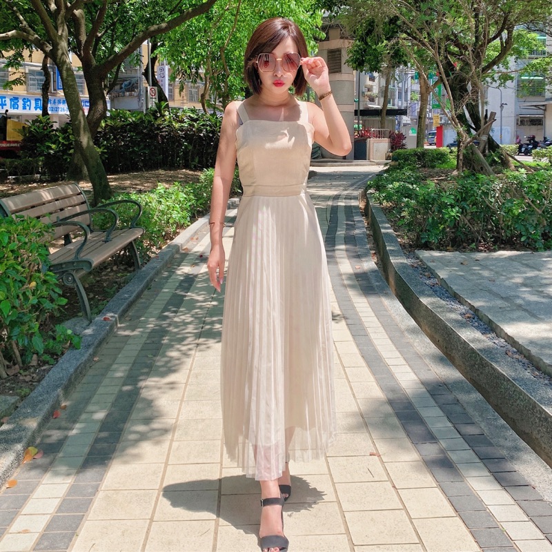 Anniou小隻女穿搭 百搭兩件式外套網紗長裙 2色現貨 預購 小個子穿搭小個子洋裝小隻女洋裝小隻女雪紡網紗洋裝
