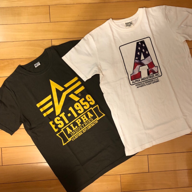 （二手商品）2件700 Alpha Industries 白色 軍綠色 Tee T恤 MA1 風格 Brand T 購入