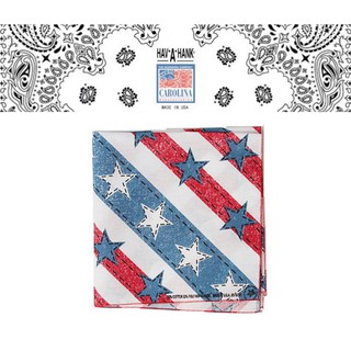 NYChic 美國製造 HAV A HANK Bandana 大方巾 領巾圍巾手帕頭巾 國旗星星條紋 紅白藍洗舊復古丹寧