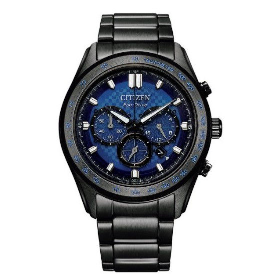 【CITIZEN 星辰】情人節推薦款 光動能三眼計時腕錶-藍x黑 43mm CA4459-85L