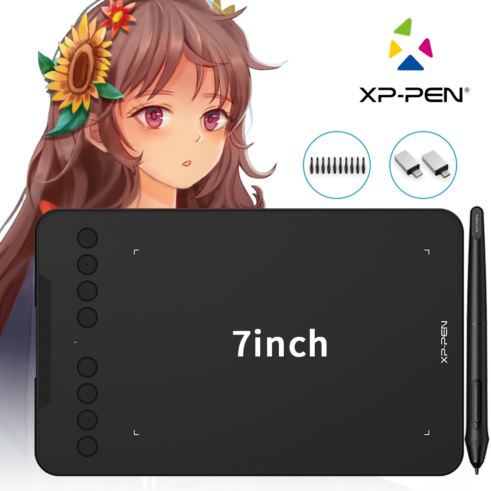 Xp-pen Deco mini7 數位板 7 英寸繪圖板繪圖板初學者適用於 Android 帶 8192 無電池筆
