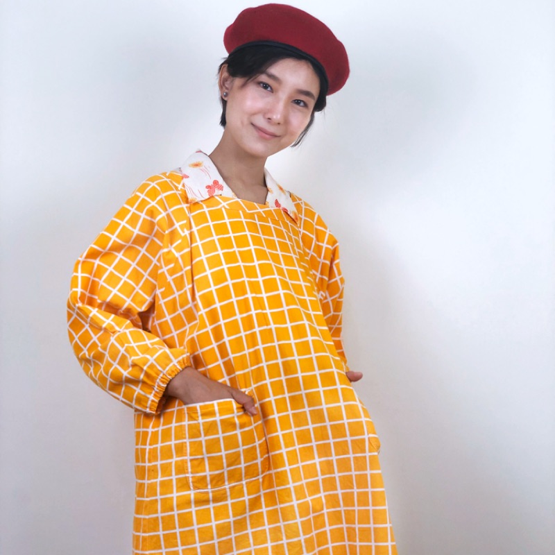 Bloodyjoke 黃色格紋割烹着 蝦皮購物