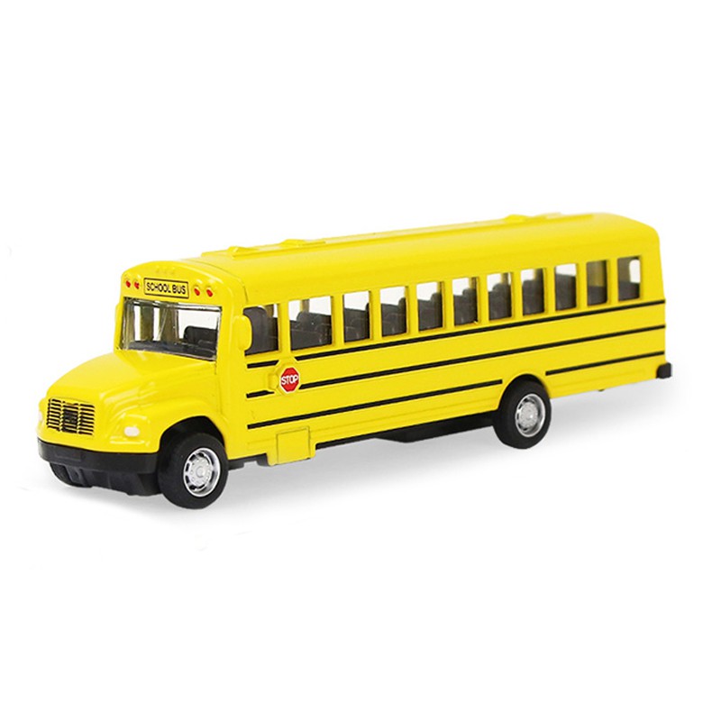 仿真合金校園巴士車 慣性回力車 公車校車巴士 男孩汽車模型 兒童合金玩具車裝飾收藏交換禮物擺件 耶誕禮物