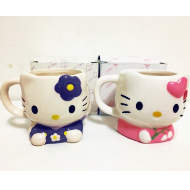 日本北海道現貨-小樽銀之鐘kitty咖啡杯（有粉色和紫色各一）