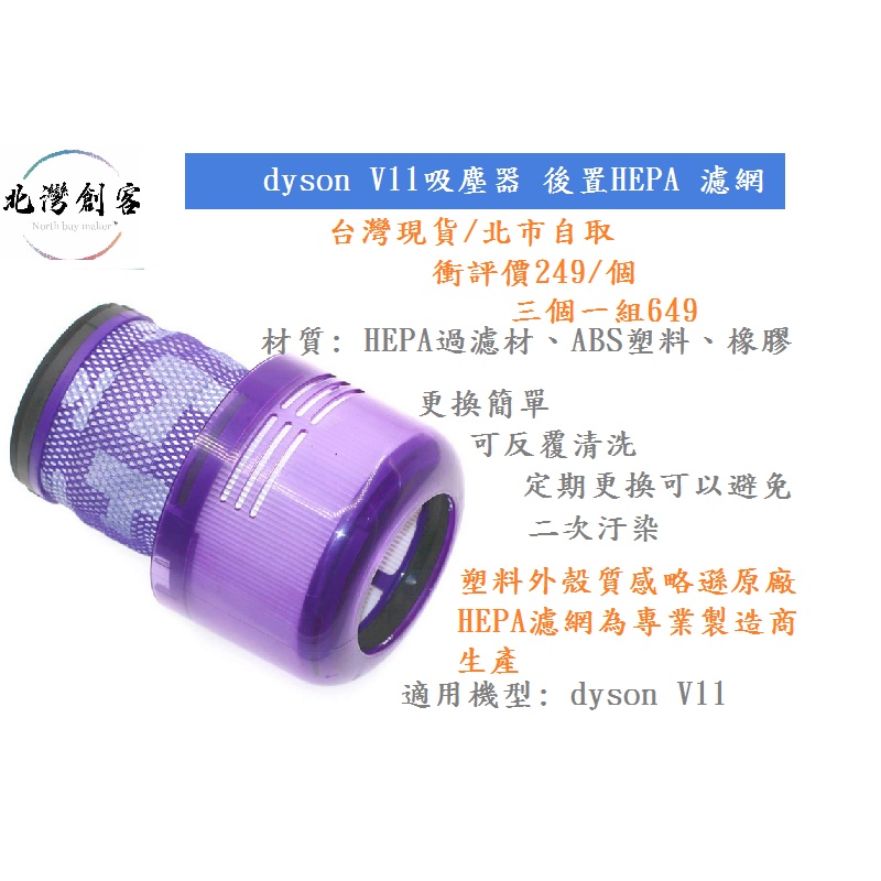 【小袋森友惠 | 戴森】dyson V11吸塵器後置濾芯，HEPA副廠濾網 氣密性能良好 品質接近原廠 |台灣現貨