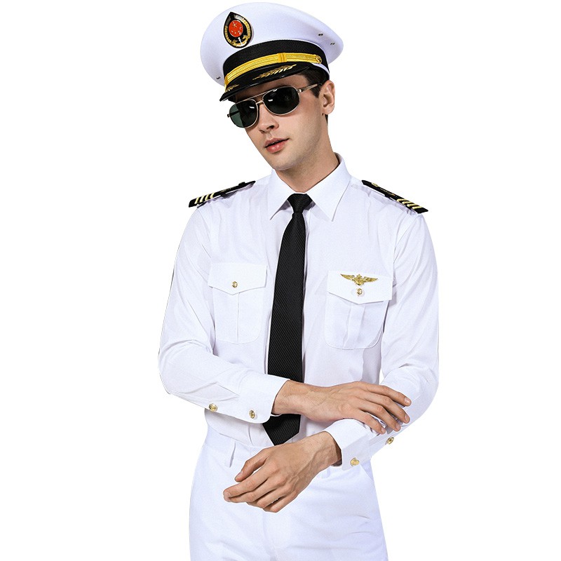 海員襯衣男機師制服船長襯衫航空飛行員空少襯衫船長演出服白襯衫空少服時尚空少服 蝦皮購物