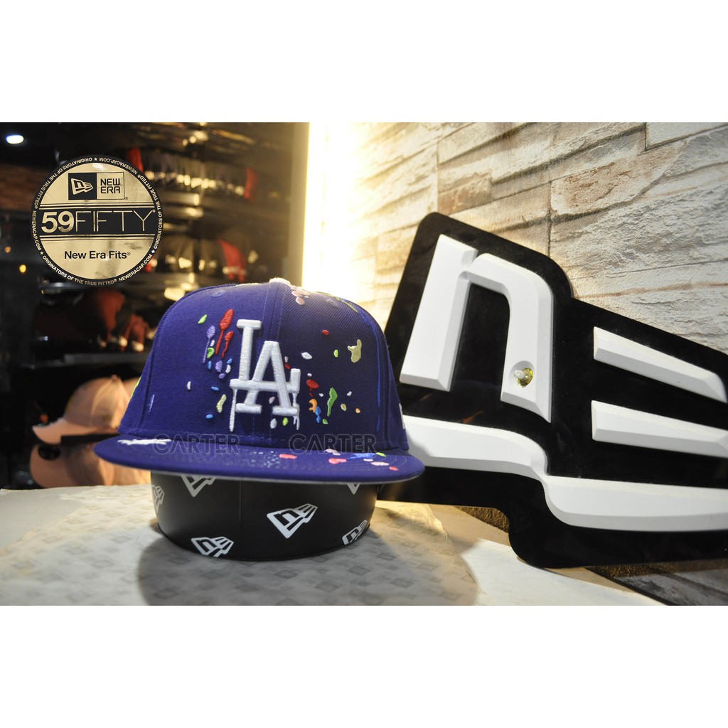 尺寸7 1 4 New Era X La Dodgers Paint 59fifty 洛杉磯道奇隊調色盤油漆棒球帽 蝦皮購物