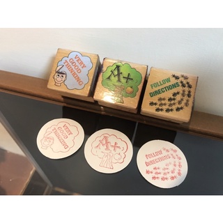 【二手學園實用圖章 木頭橡皮章】A+橡皮蓋印章/教師必備教學印章/國小幼兒園課業批改用印/幼稚園幼教老師課堂好寶寶獎勵章