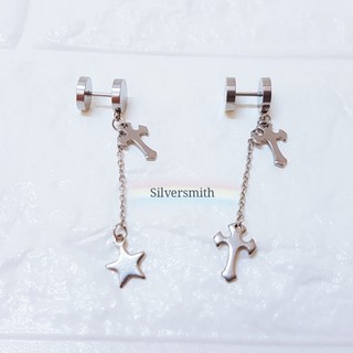 『Silversmith』316L不鏽鋼 十字架 星星 垂墜造型 鎖針 單支價
