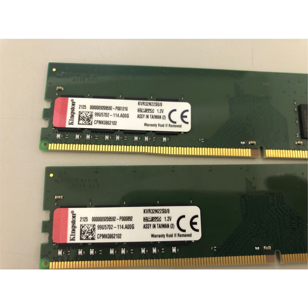 &lt;現貨當天出&gt;金士頓記憶體RAM DDR4-3200 8G*2 KVR32N22S8/8  原生顆粒 新老平台皆適用