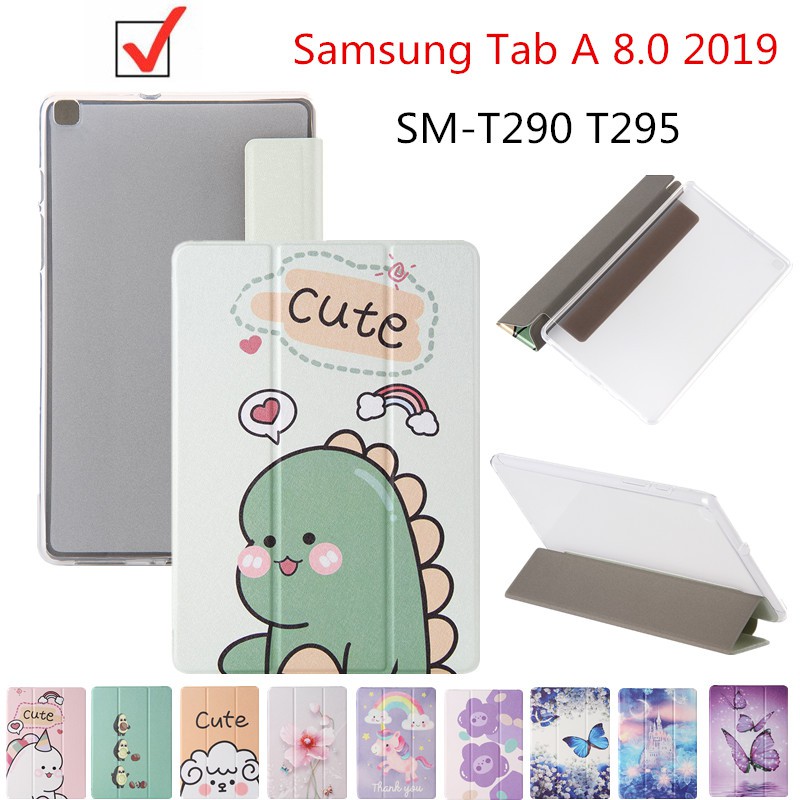 SAMSUNG 適用於三星 Tab A 8.0 2019 SM-T290 T295 PU 皮革支架 TPU 翻蓋薄平板電