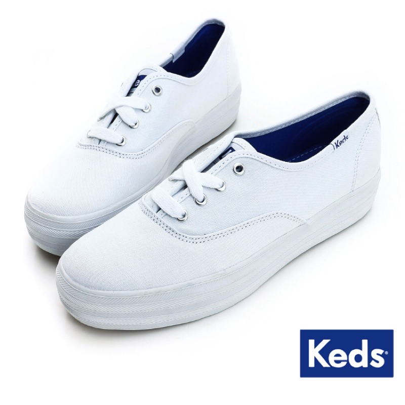 KEDS TRIPLE經典厚底帆布鞋 - 白