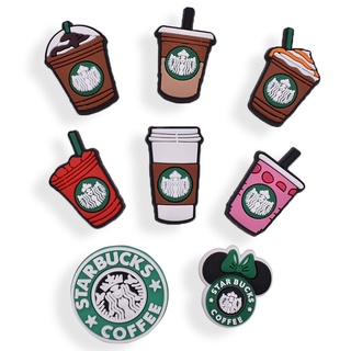 STARBUCKS CROCS 1 件時尚鱷梨 Jibbitz 配件創意 “星巴克咖啡 ” 卡通鞋釦 DIY 鞋子魅力