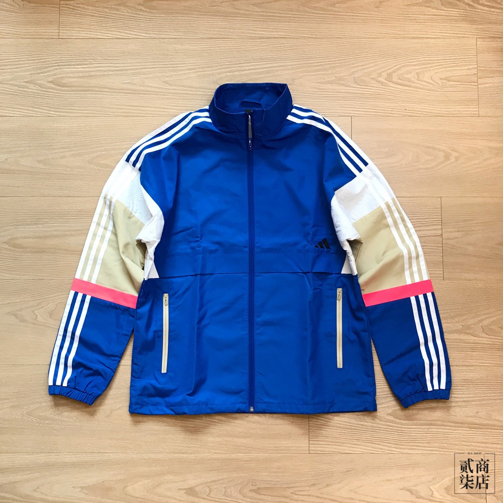 (貳柒商店) adidas UB Jacket CB 男款 藍色 拼接 防風 外套 風衣外套 三線 GL0401