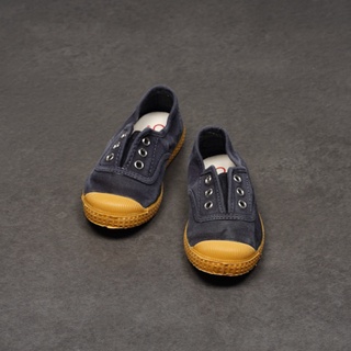 CIENTA 西班牙帆布鞋 J70777 77 暗藍色 黃底 洗舊布料 童鞋