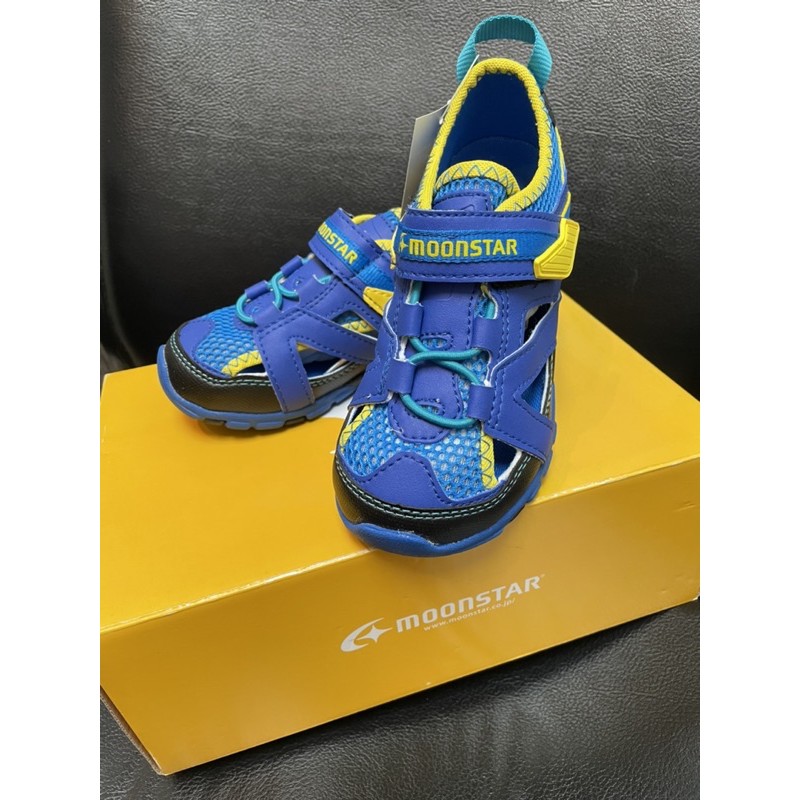 日本百年國寶鞋 Moonstar速乾護趾涼鞋(藍)（黃）中小童-1315