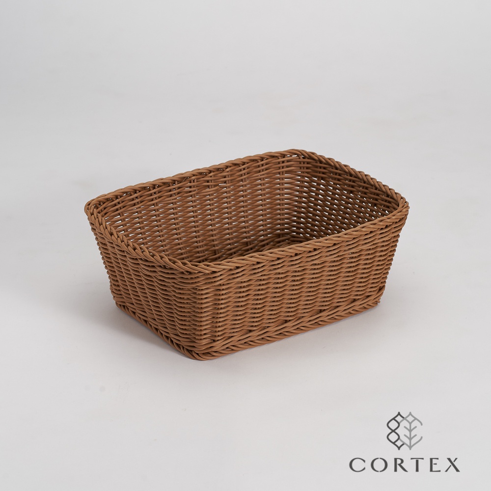 CORTEX 收納籃 仿籐籃 毛巾籃 長方型W36 卡其色