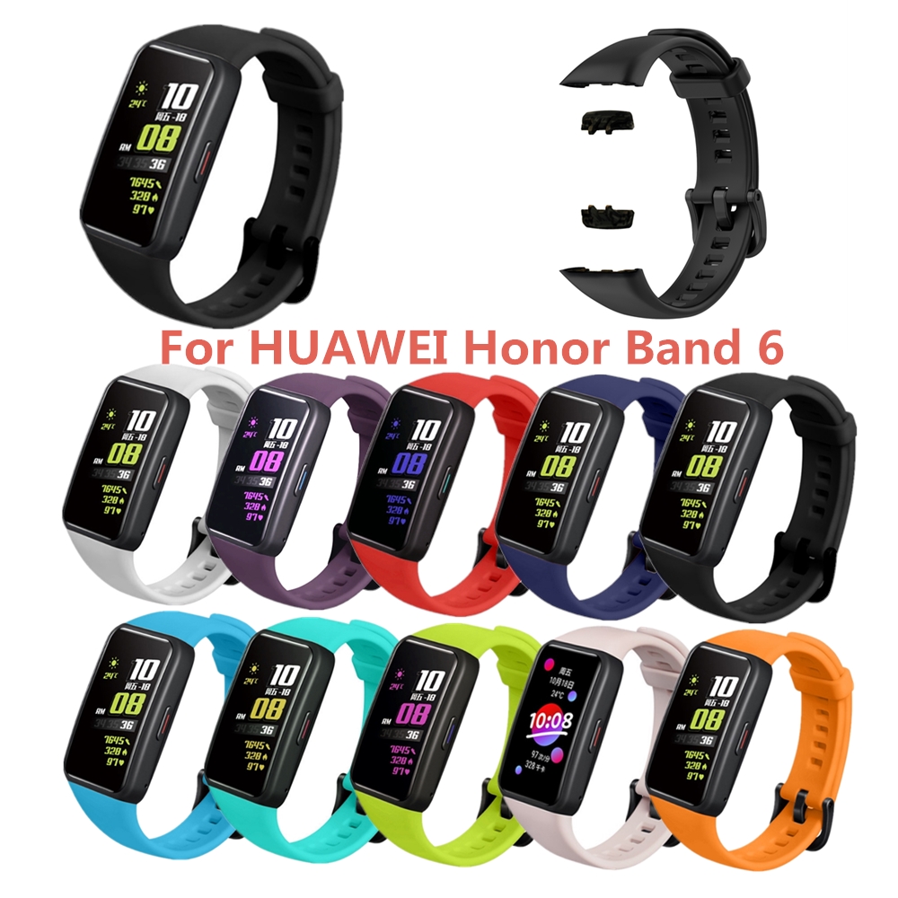 適用於華為榮耀手環6矽膠錶帶  TPU素色替換錶帶 honor band 6運動錶帶  防水 防摔透氣個性腕帶