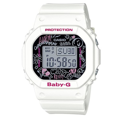 【CASIO】BABY-G 個性西岸街頭塗鴉電子錶-白 (BGD-560SK-7)正版宏崑公司貨