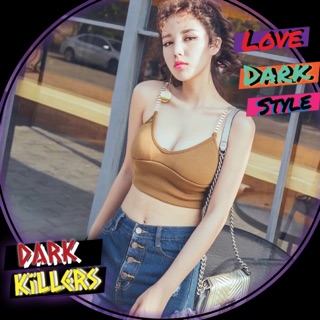 °• •°🫧現貨🫰Dark Killers 性感低胸 金鏈 針織 吊帶 短款 細肩帶背心