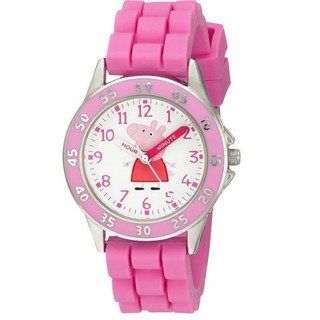 現貨 美國帶回 粉紅佩佩豬 Peppa Pig 粉紅豬小妹 日本石英機芯 超可愛兒童學習手錶 石英錶 指針錶 橡膠錶帶