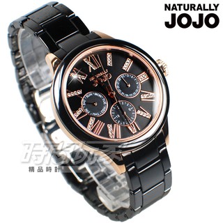 奢華陶瓷美學！NATURALLY JOJO JO96921-88R 陶瓷腕錶｜羅馬時刻、鑲鑽三眼設計、玫瑰金撞色，極致優