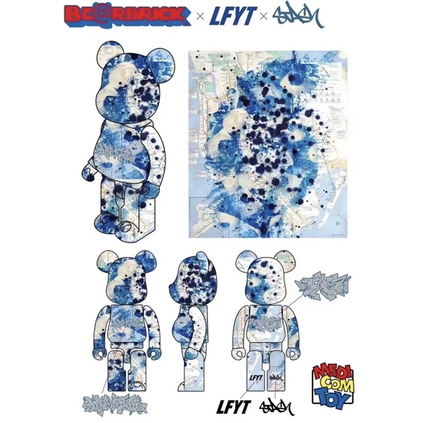 日本官方正品 庫柏力克 bearbrick Be@rbrick LFYT STASH 紐約 潑墨 地圖400%