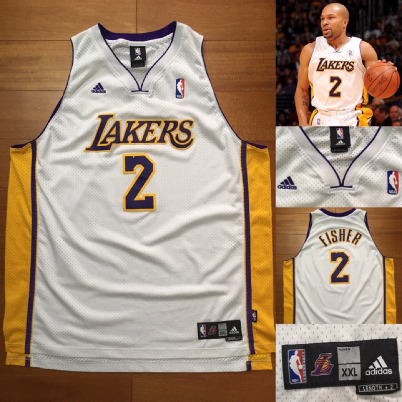 Derek Fisher Lakers 🐟 Adidas NBA球衣 湖人隊 復古球衣 假日白 古著 Kobe