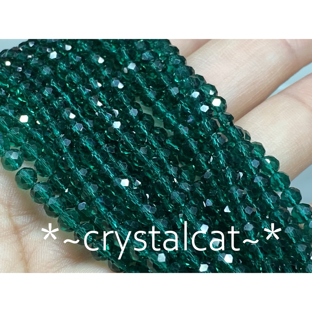 孔雀綠色琉璃切面扁珠手創飾品配件，4.2mm（10顆）