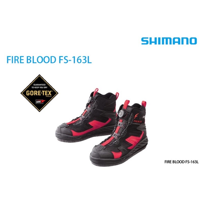 ◎百有釣具◎SHIMANO FIRE BLOOD FS-163L 棉釘鞋 GORE-TEX 材質現貨尺寸26.5號 ~